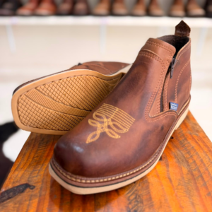 Botina Country Colaço Machado Masculina Café com Zíper Lateral